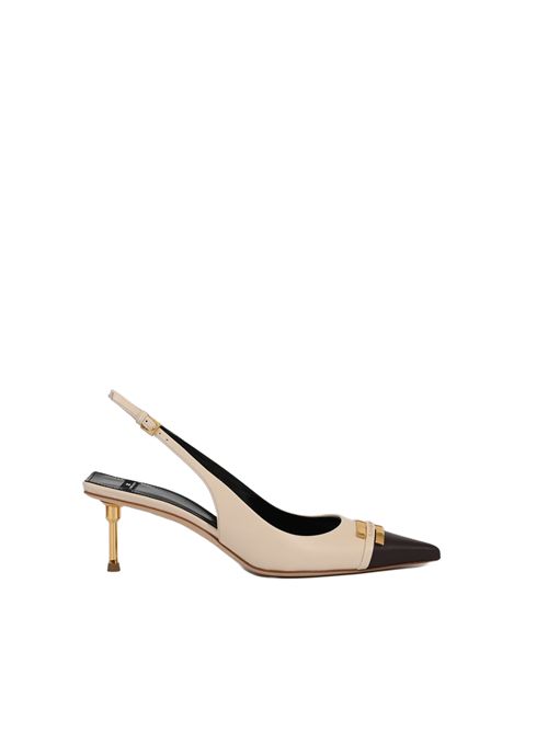 Slingback bicolore in pelle Burro/Cacao Elisabetta Franchi | SA57L61E2F14